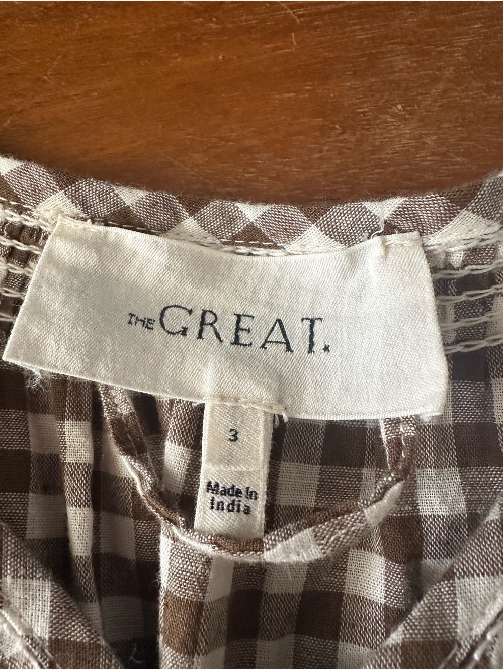 The Great Cross Stitch Dakota Brown Gingham Maxi Dress with Tie Waist size L - Picture 5 of 11